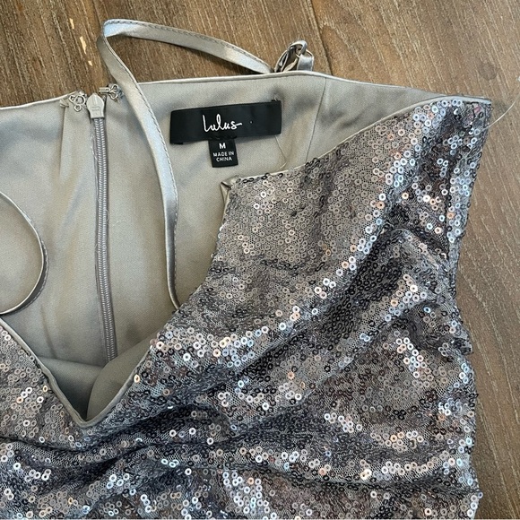 Lulus All Over Sequence Mini Dress Asymmetrical Bodycon Sparkly Women’s M - Picture 9 of 9